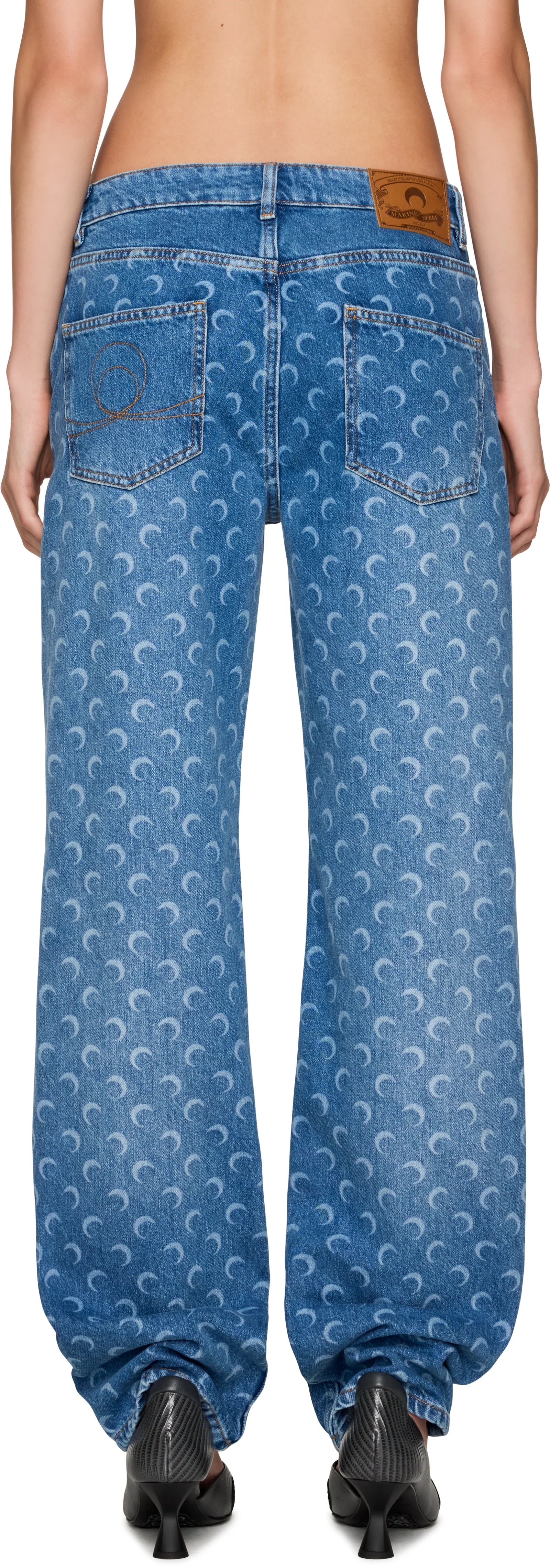 Marine Serre Moon Laser Wash Denim Straight Jeans