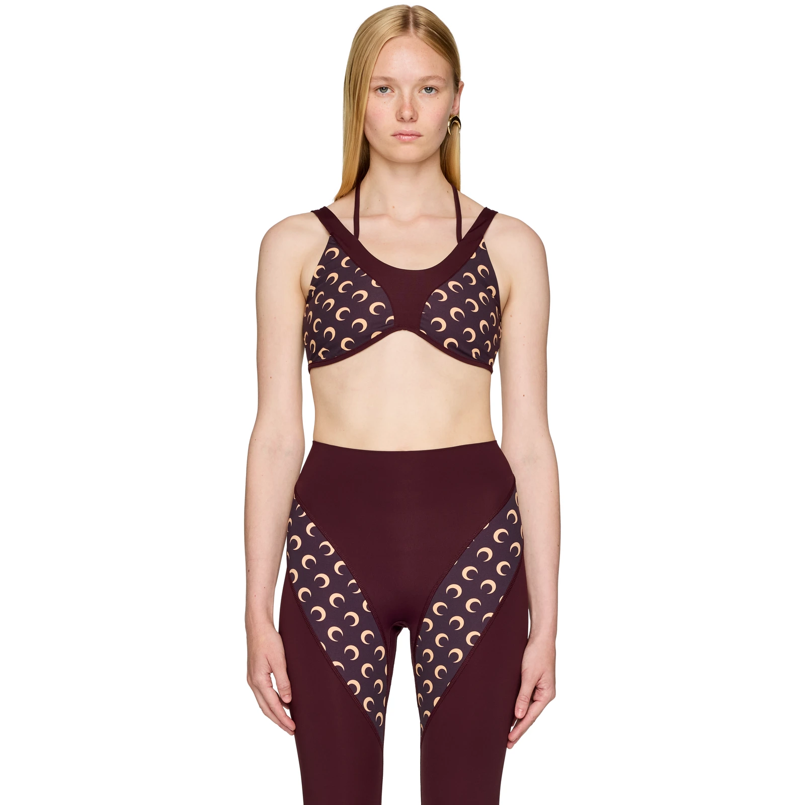 Marine Serre Athleisure Moon Printed Sports Bra in Purple