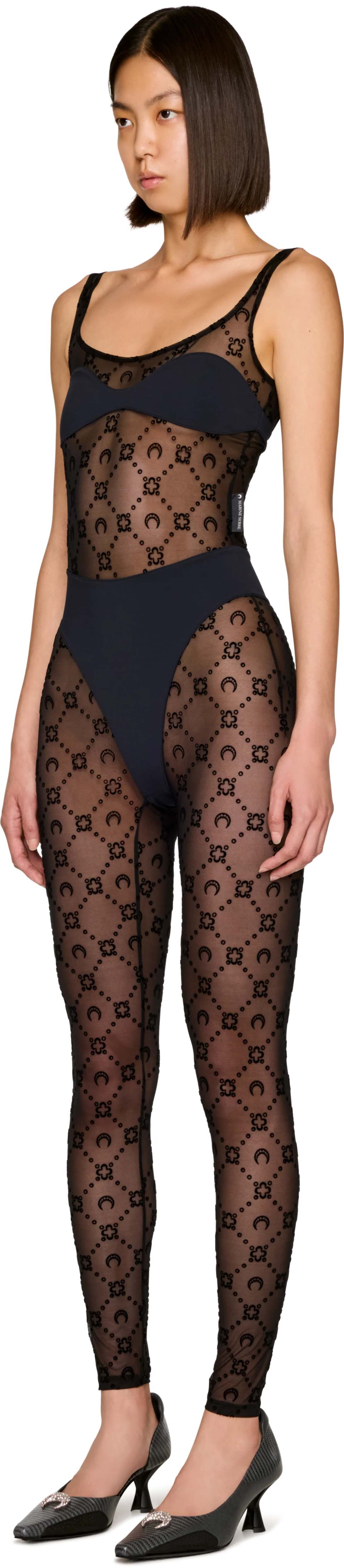 Marine Serre Moonogram Mesh Flock Catsuit