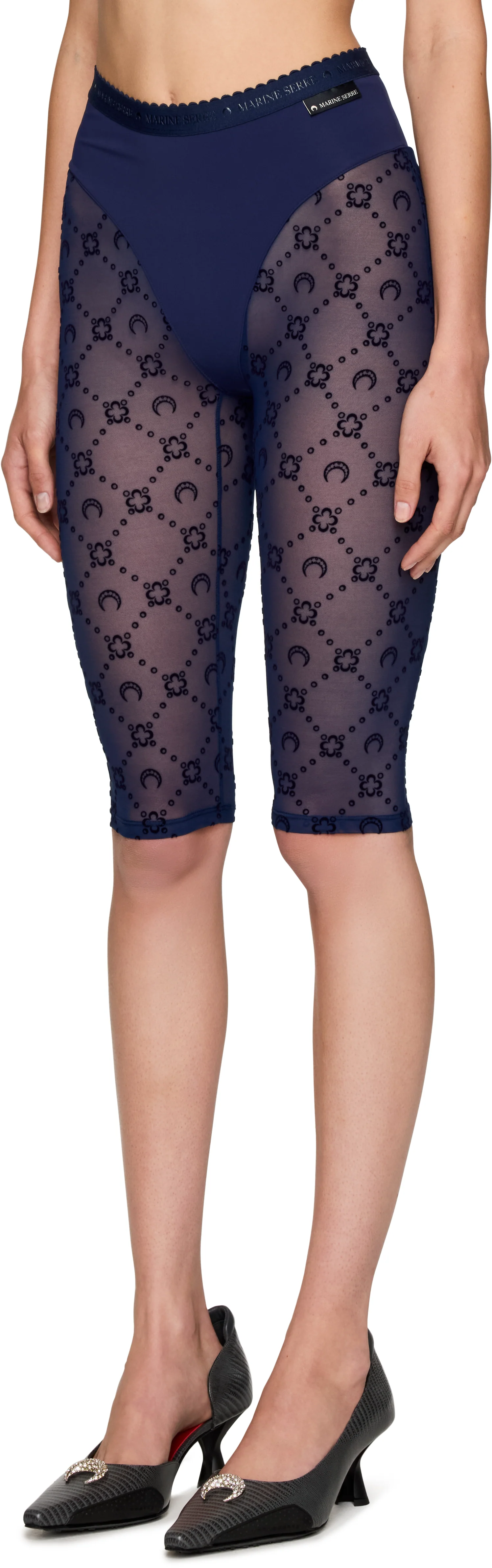 Marine Serre Moonogram Mesh Flock Capri Leggings