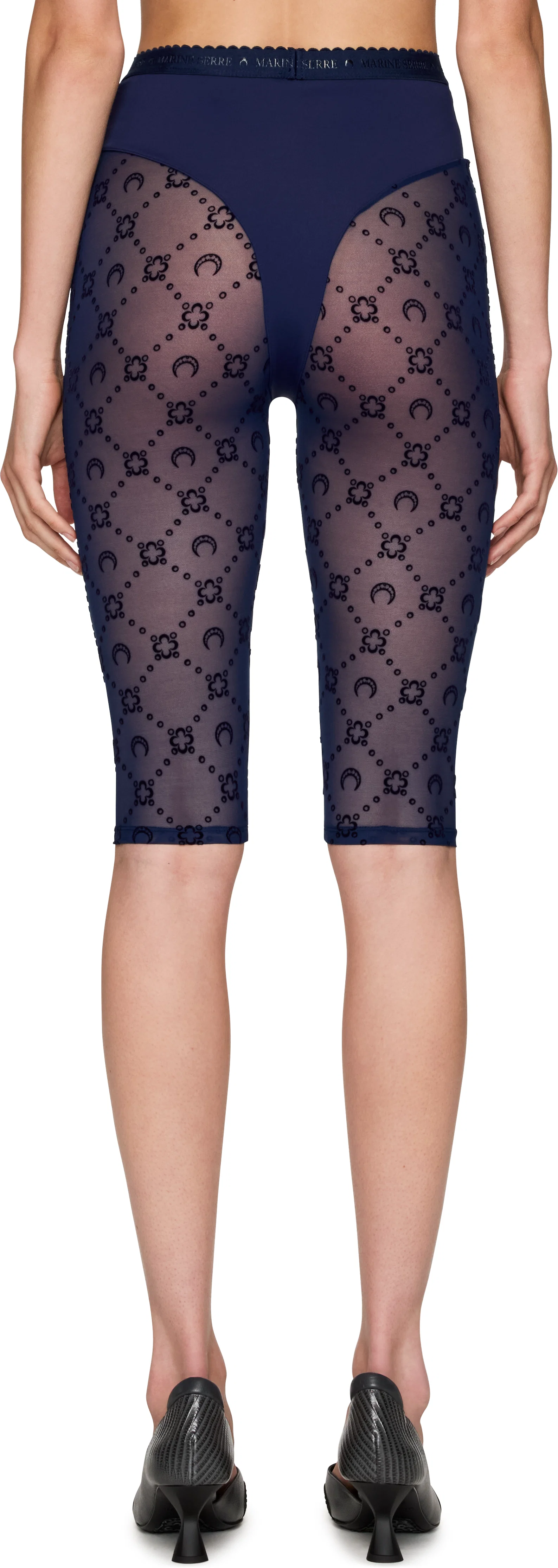 Marine Serre Moonogram Mesh Flock Capri Leggings