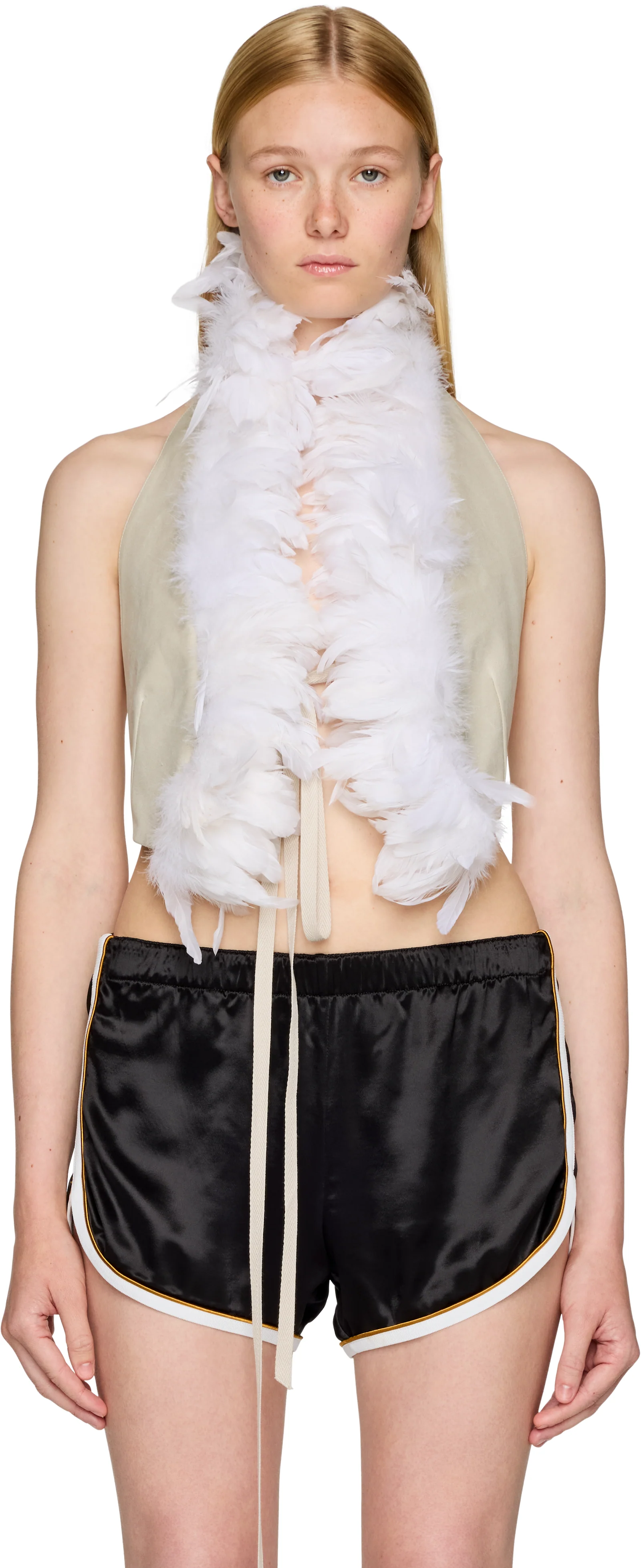 Ann Demeulemeester Idje Feather Open Waistcoat Vest