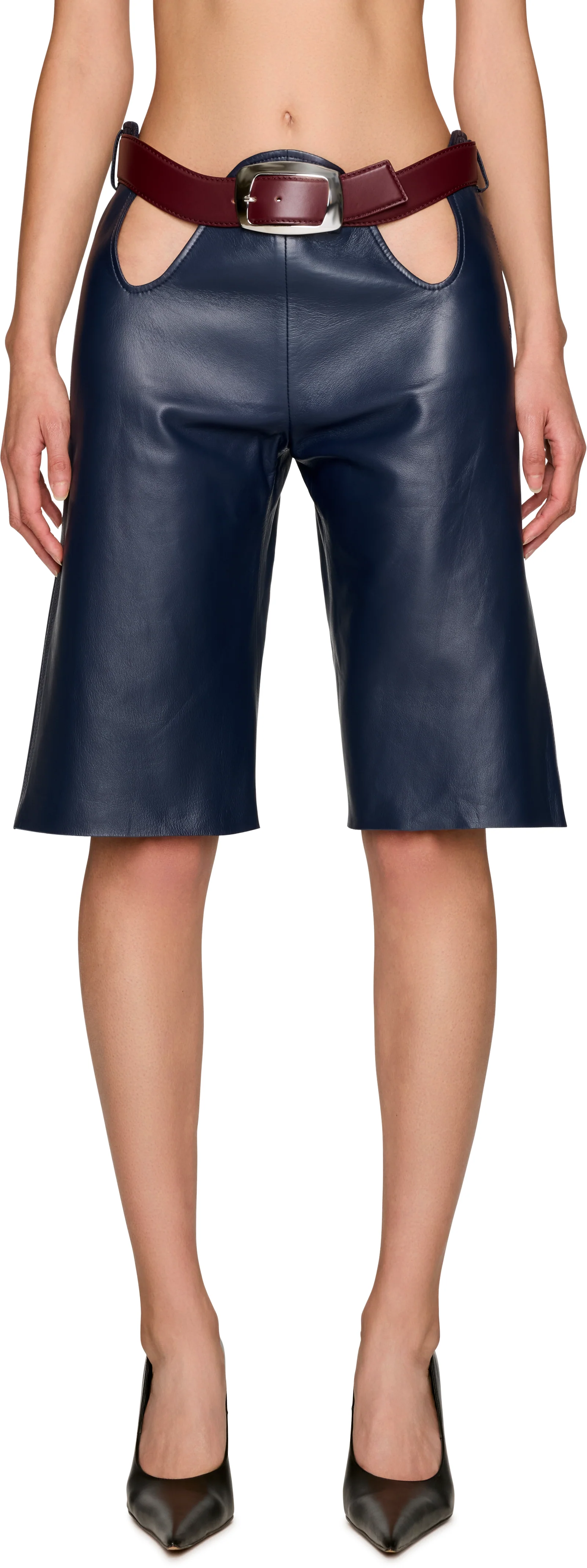 Jean Paul Gaultier Cut-Out Bermuda Leather Shorts