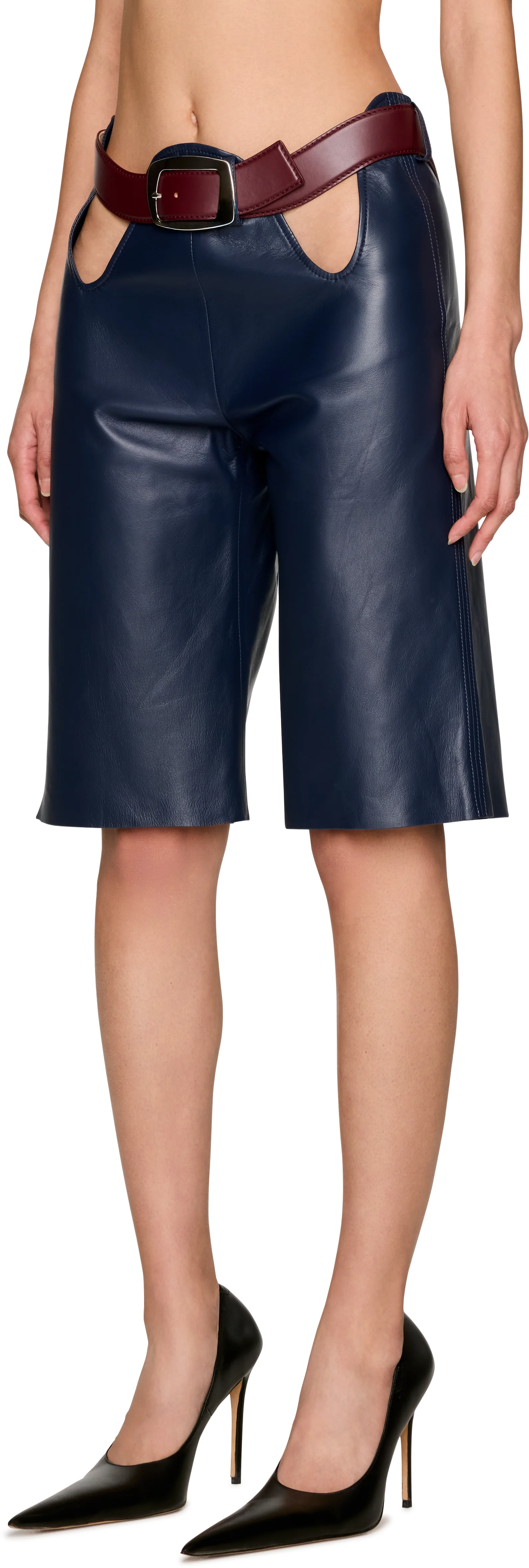 Jean Paul Gaultier Cut-Out Bermuda Leather Shorts