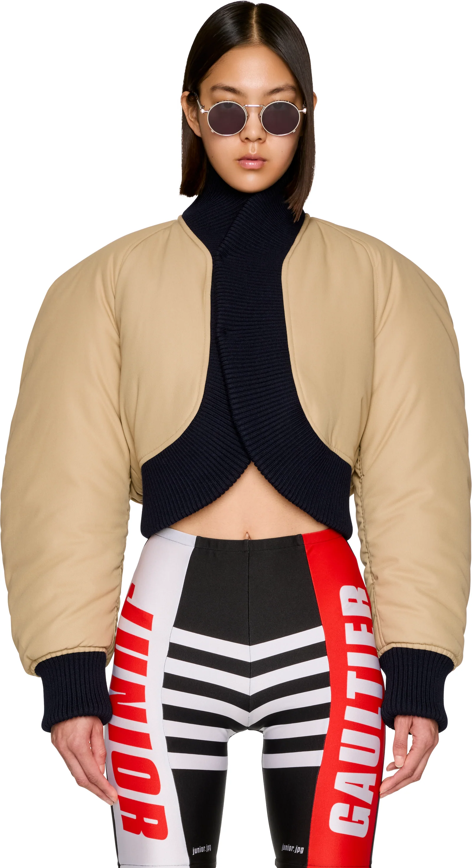 Jean Paul Gaultier Cropped Bomber Jacket in Neutral