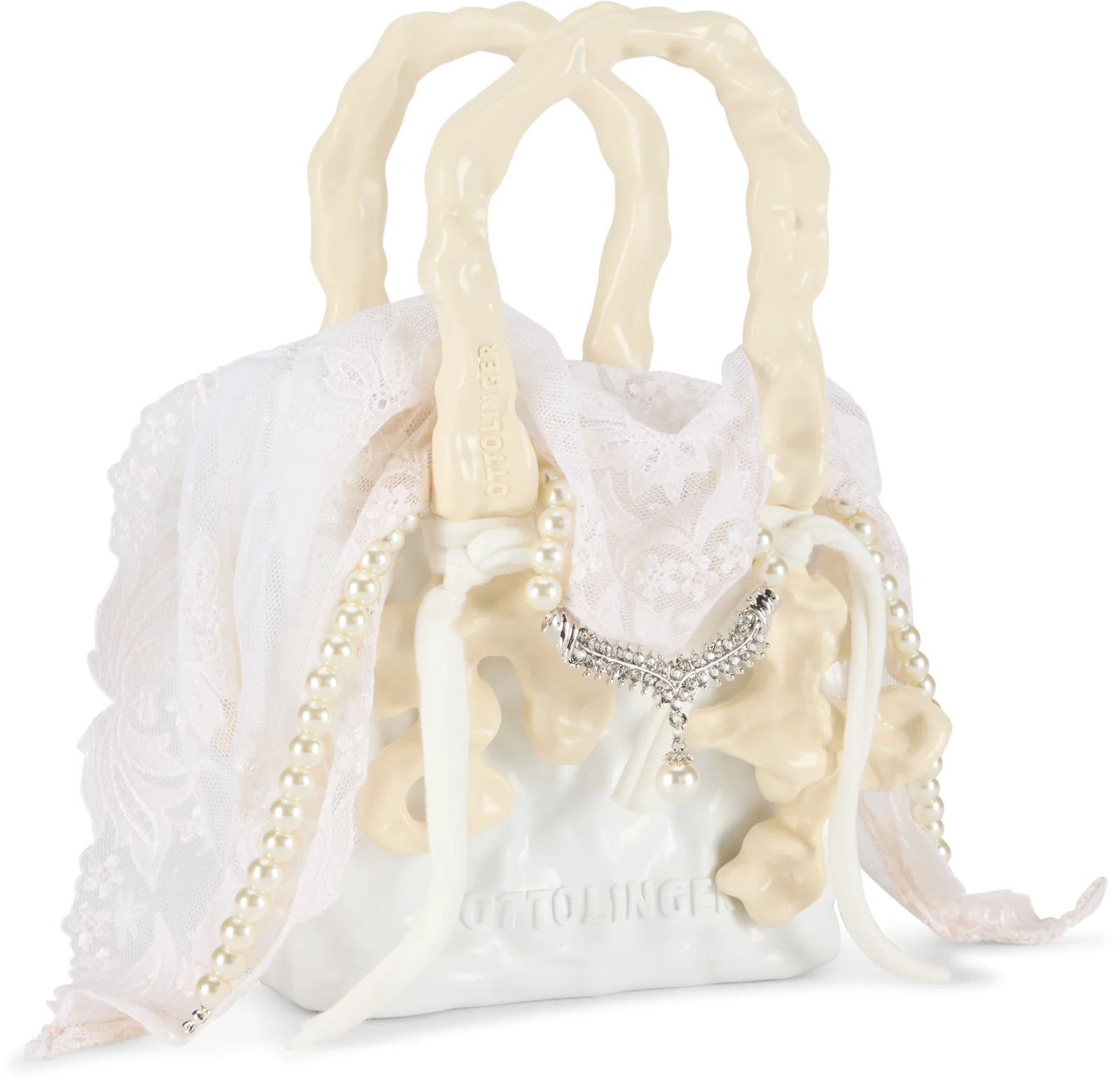 Ottolinger Dove Lace Ceramic Top Handle Bag