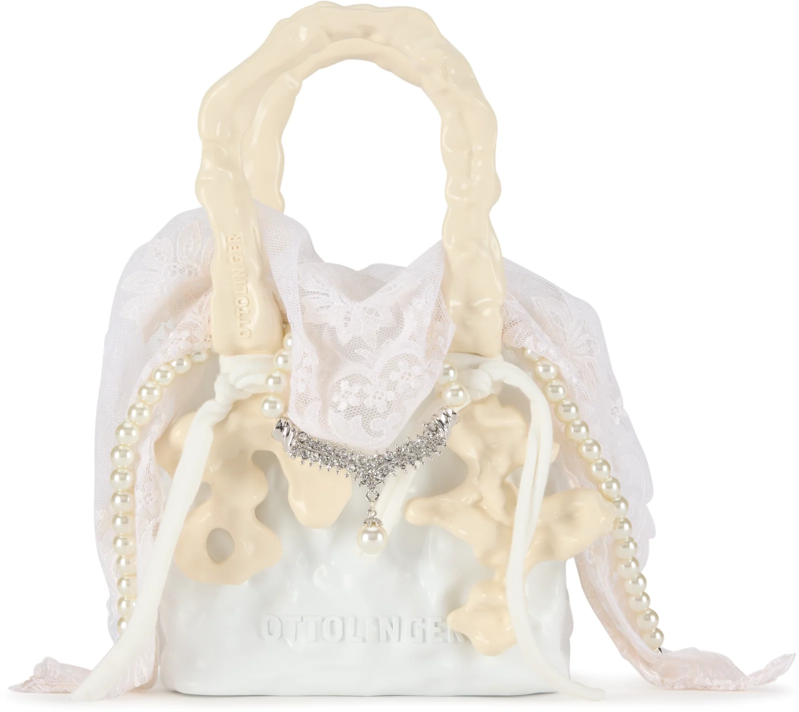 Ottolinger Dove Lace Ceramic Top Handle Bag