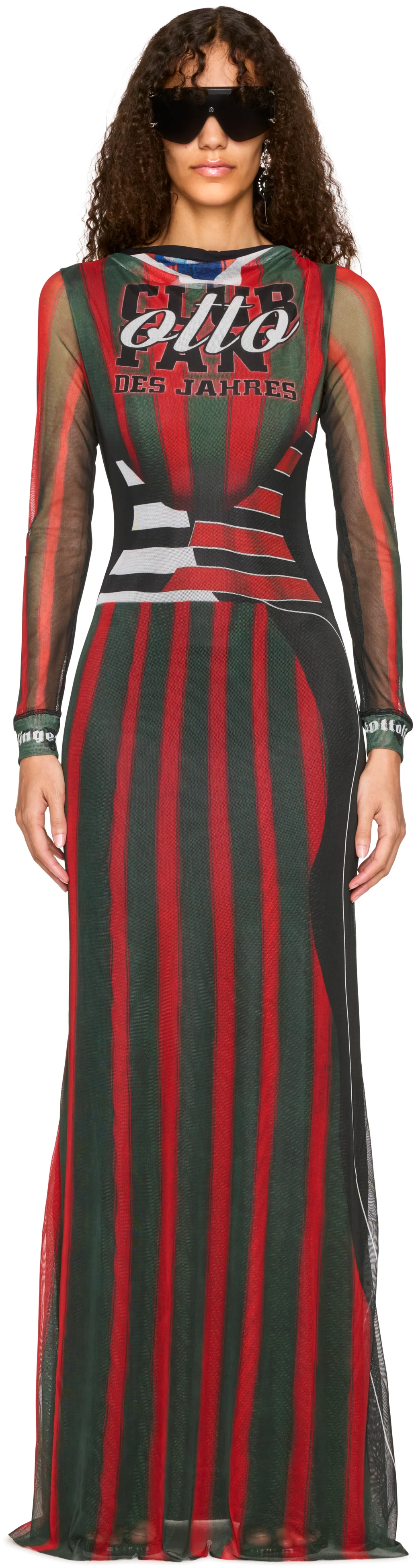 Ottolinger Mesh Long Sleeve Maxi Dress