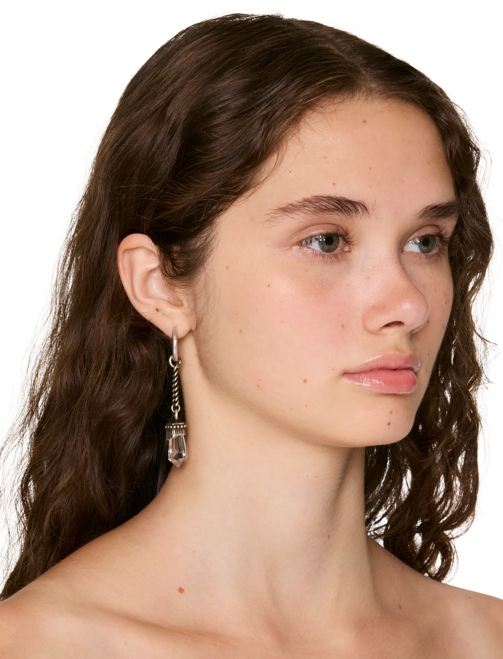 Ann Demeulemeester Vira Quartz Charm Hoop Earrings