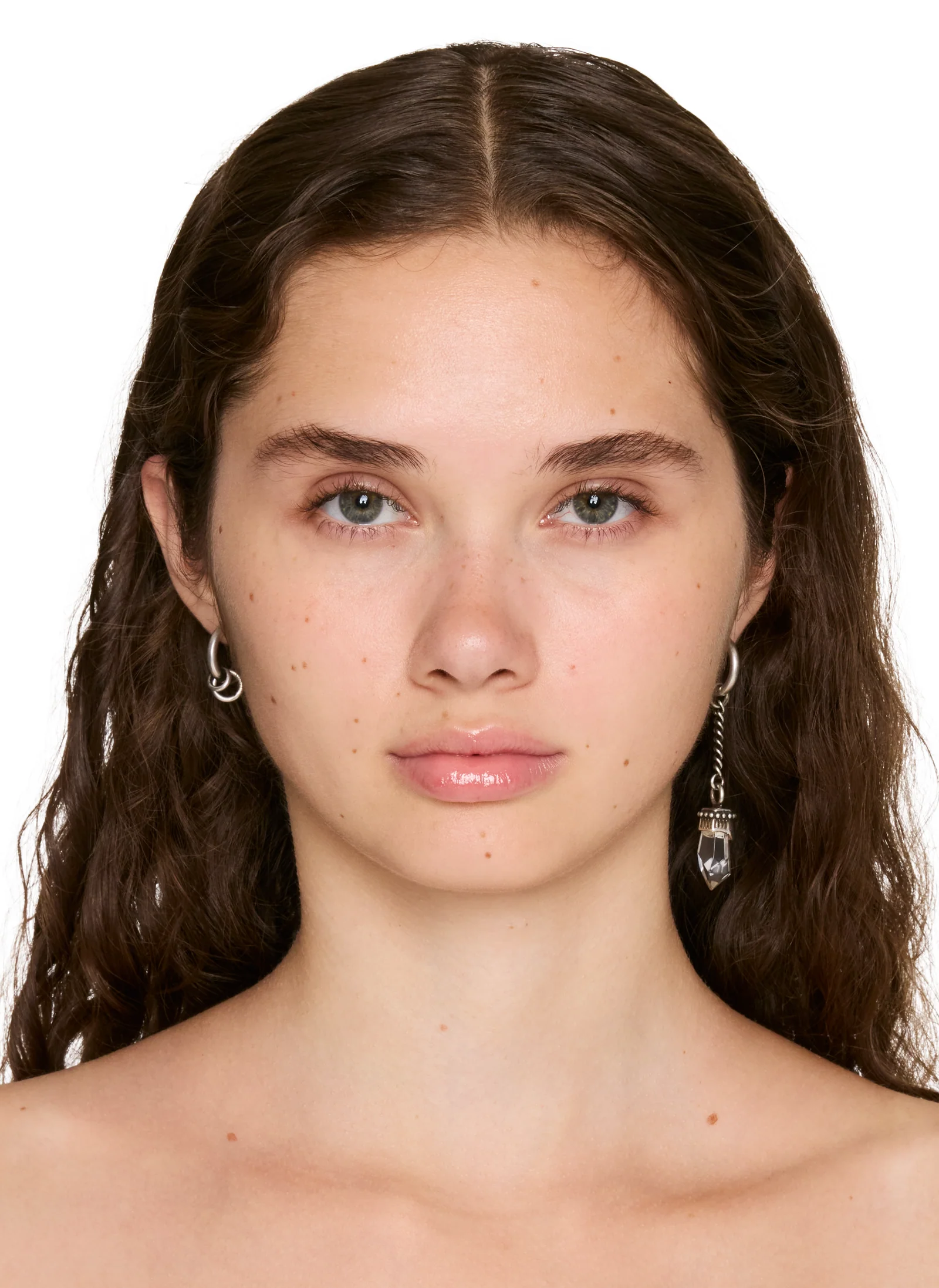 Ann Demeulemeester Vira Quartz Charm Hoop Earrings
