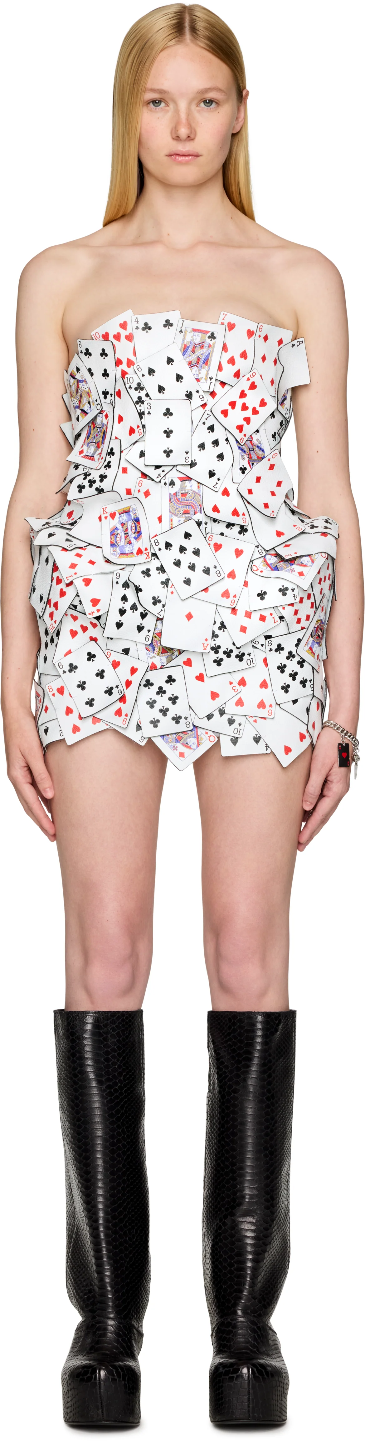 Laura Andraschko Couture Joker Card Leather Mini Dress