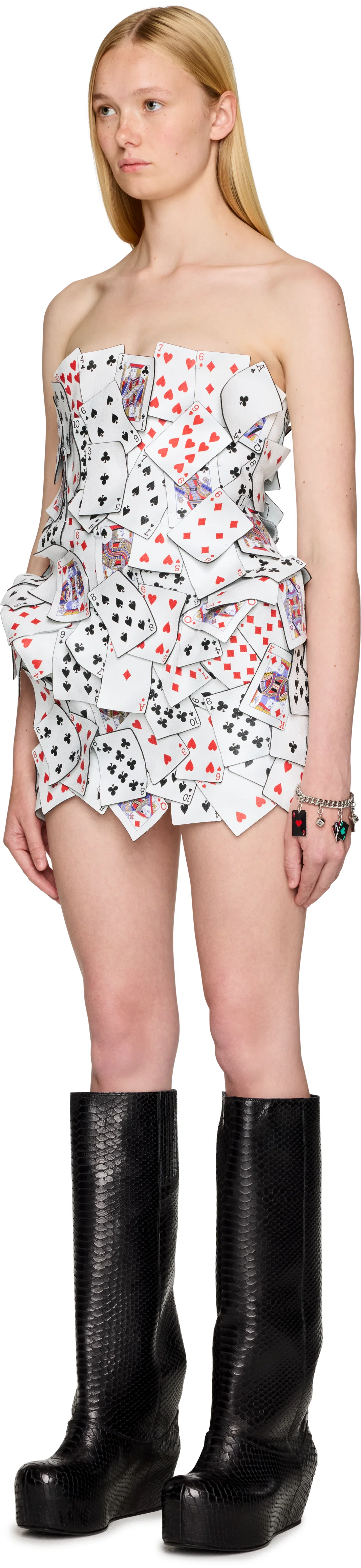Laura Andraschko Couture Joker Card Leather Mini Dress
