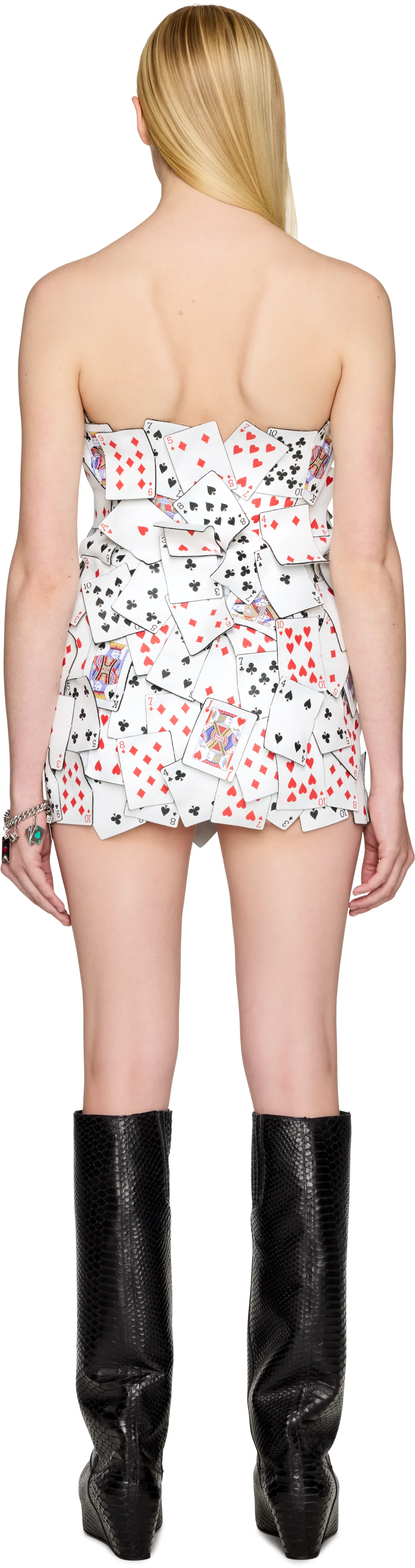 Laura Andraschko Couture Joker Card Leather Mini Dress