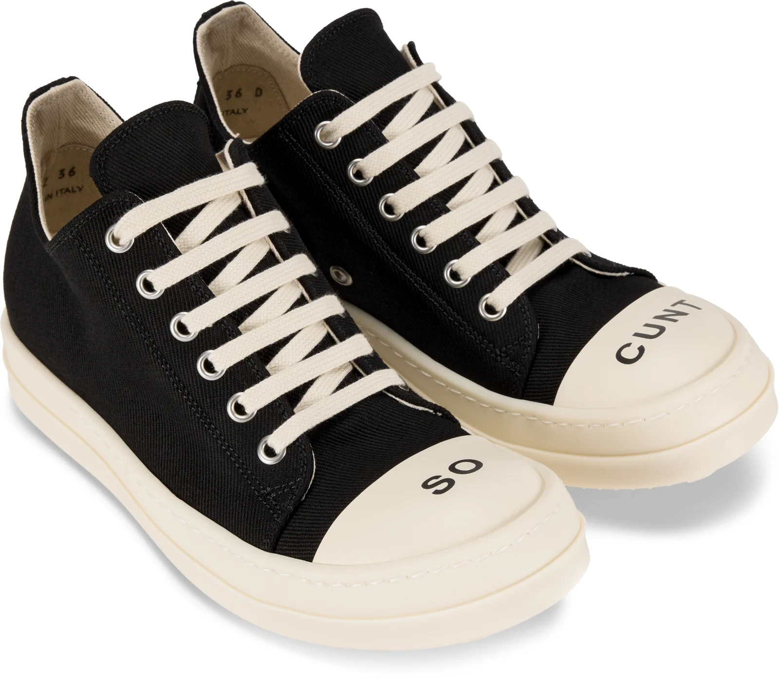 Rick Owens DRKSHDW Tower 'So Cunt' Denim Sneakers