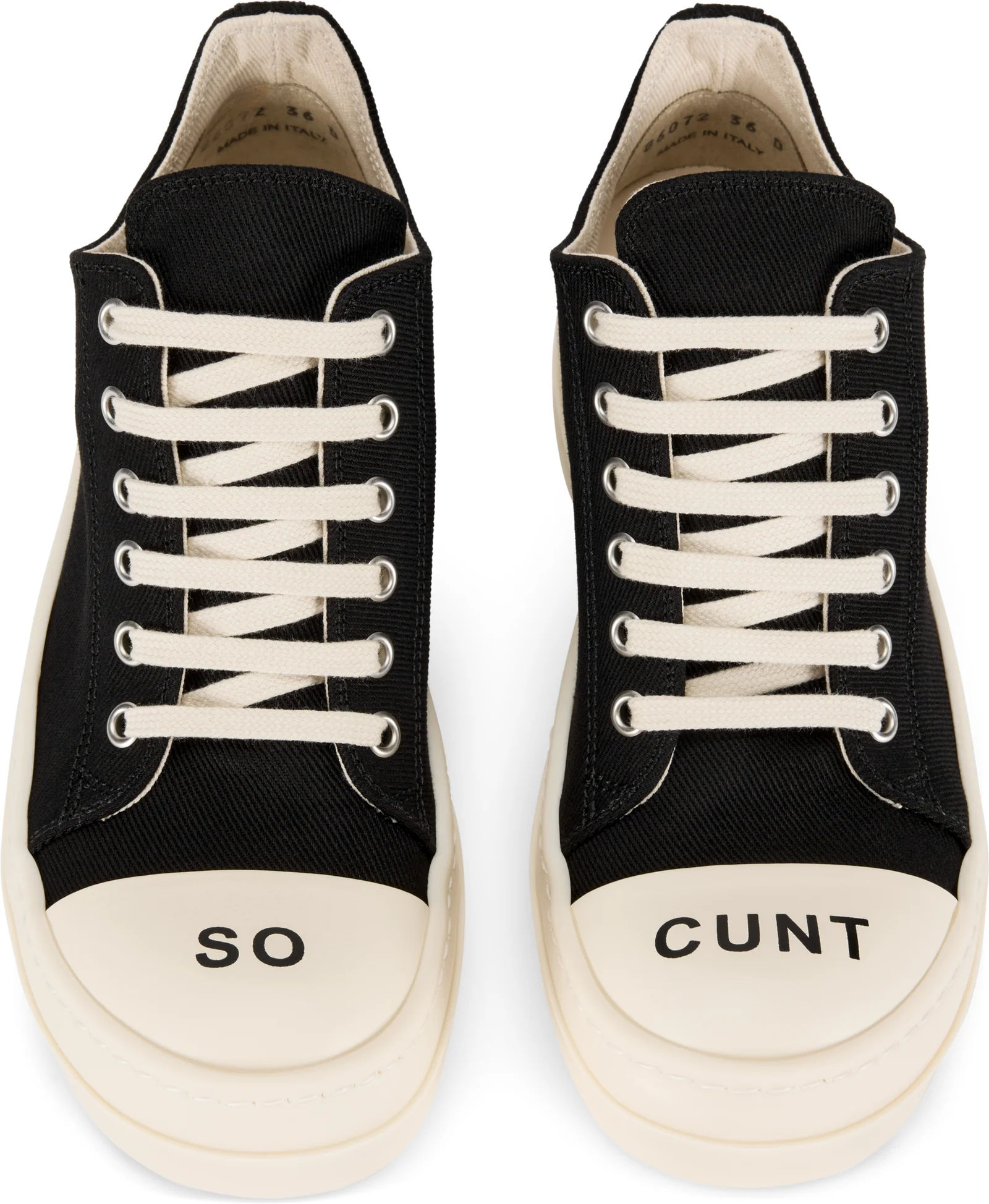 Rick Owens DRKSHDW Tower 'So Cunt' Denim Sneakers