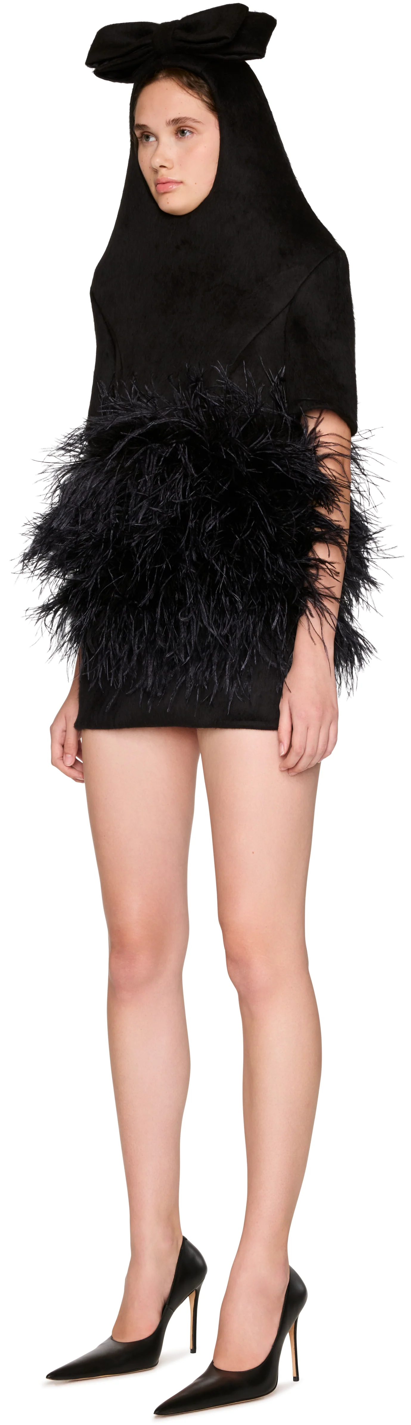 Vaquera Neoprene Feather Bow Mini Dress