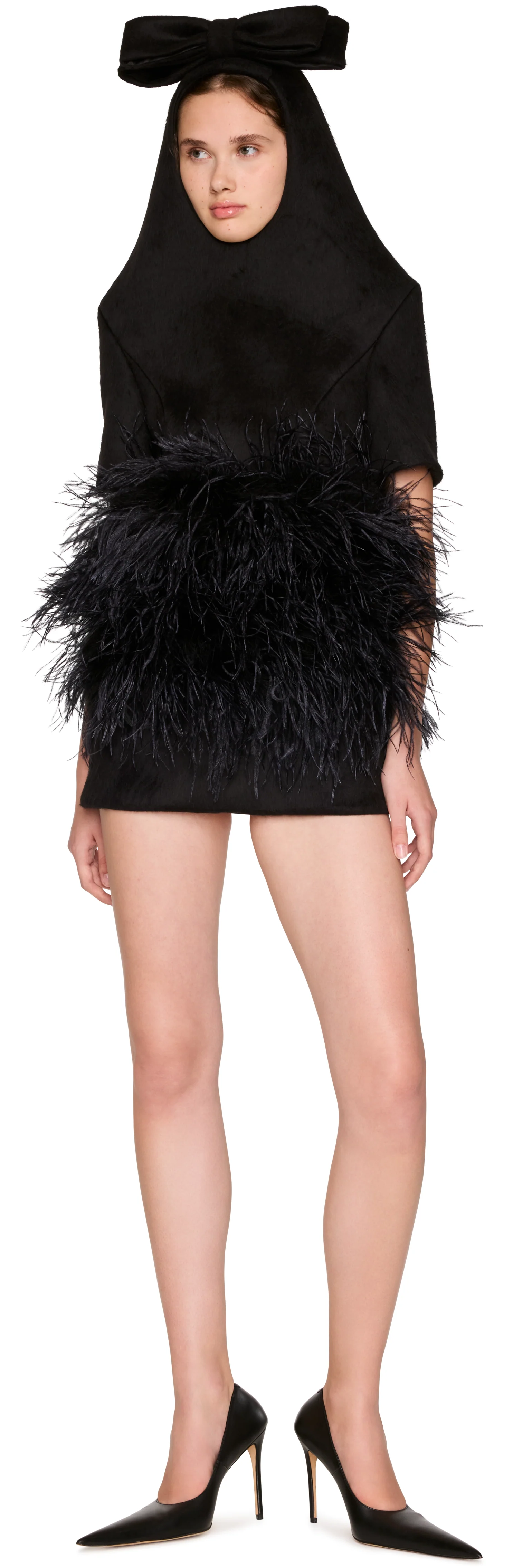 Vaquera Neoprene Feather Bow Mini Dress