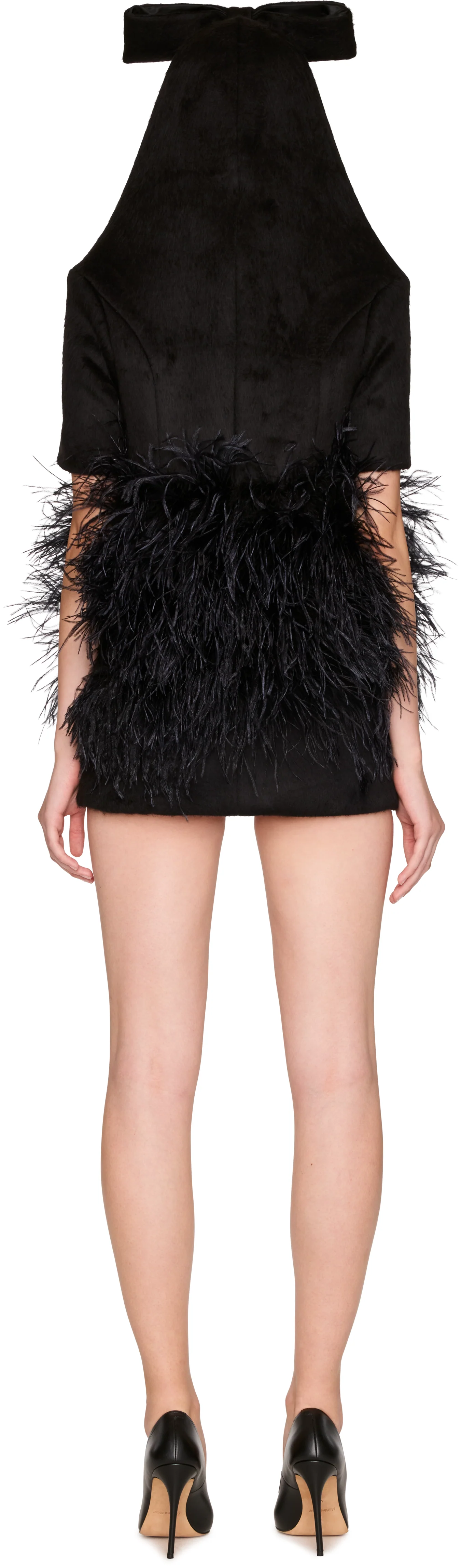 Vaquera Neoprene Feather Bow Mini Dress