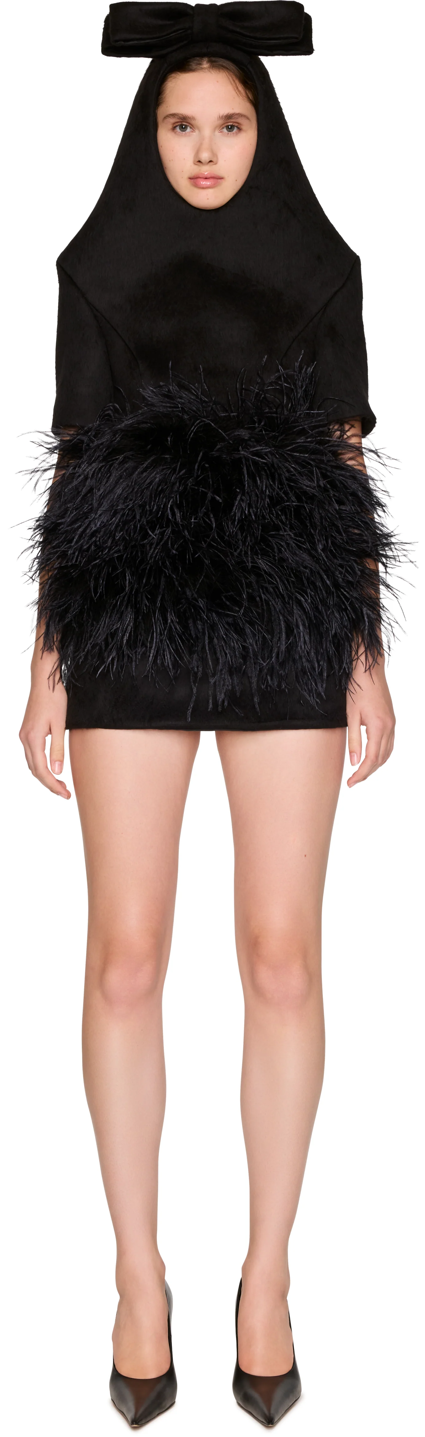 Vaquera Neoprene Feather Bow Mini Dress