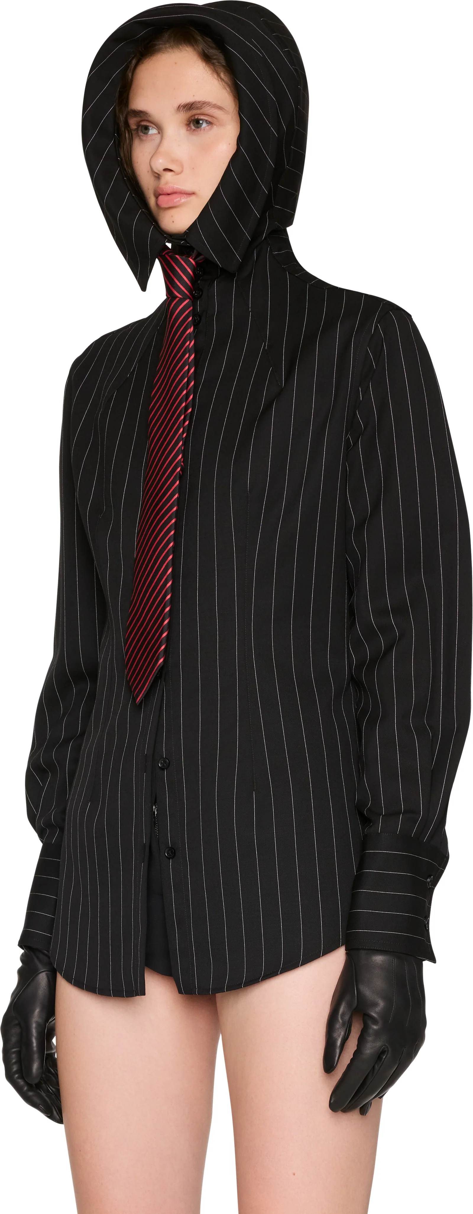 Jean Paul Gaultier Hooded Striped Shirt
