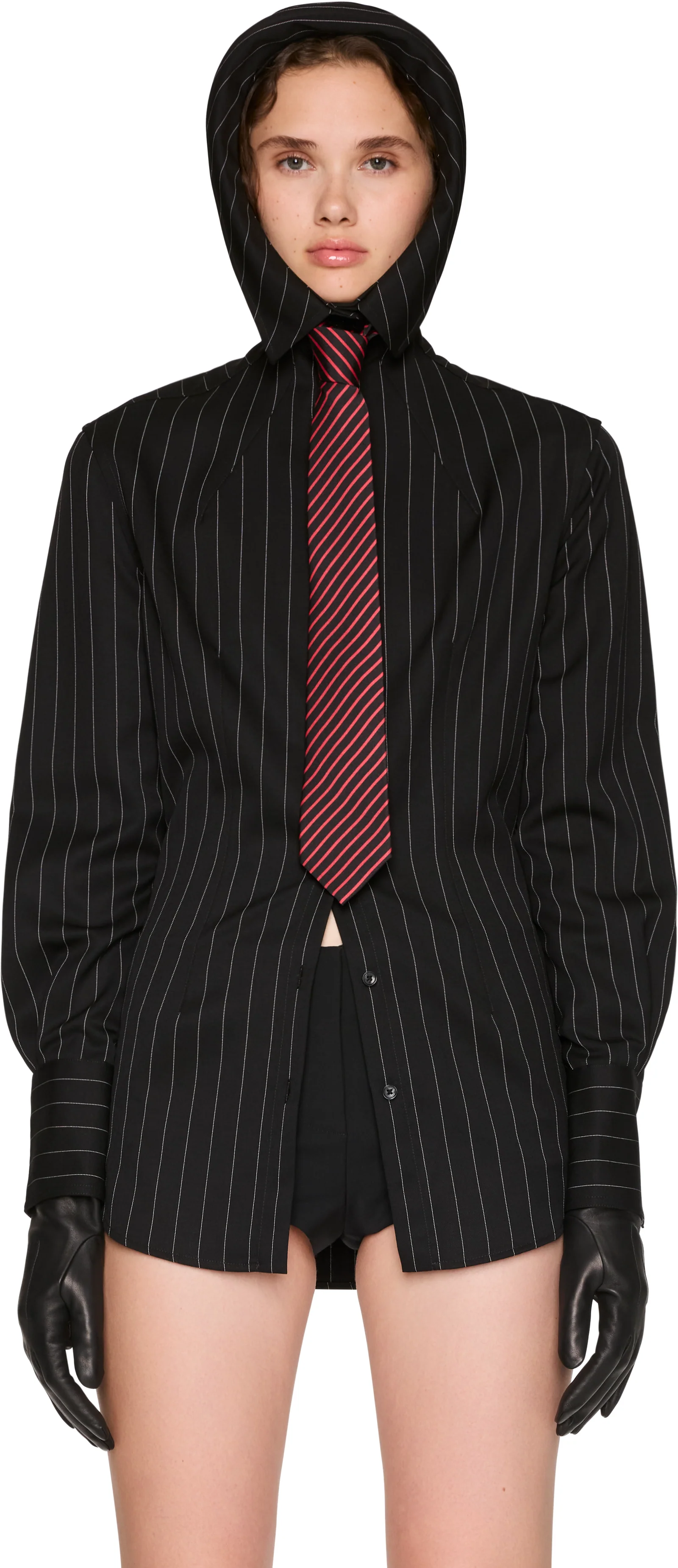 Jean Paul Gaultier Hooded Striped Shirt