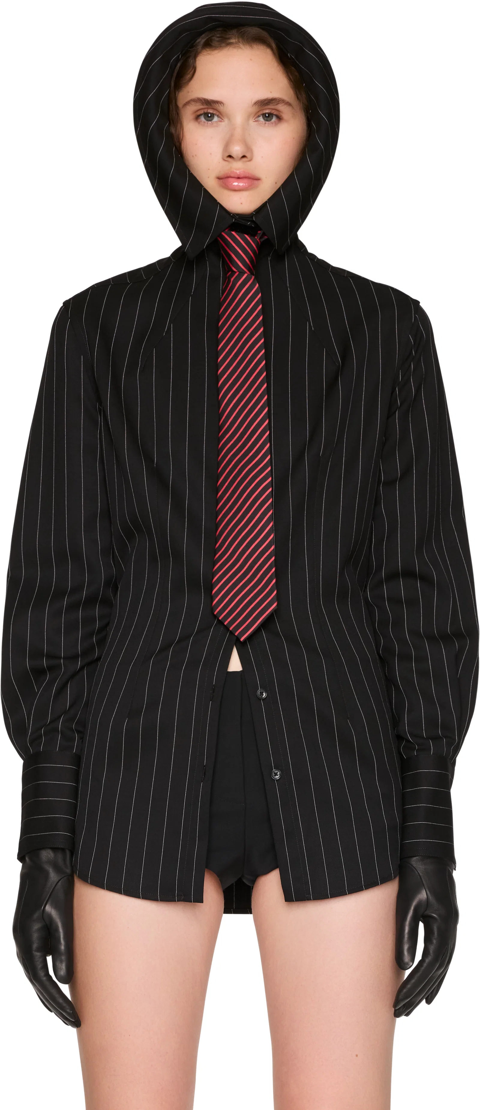 Jean Paul Gaultier Hooded Striped Shirt
