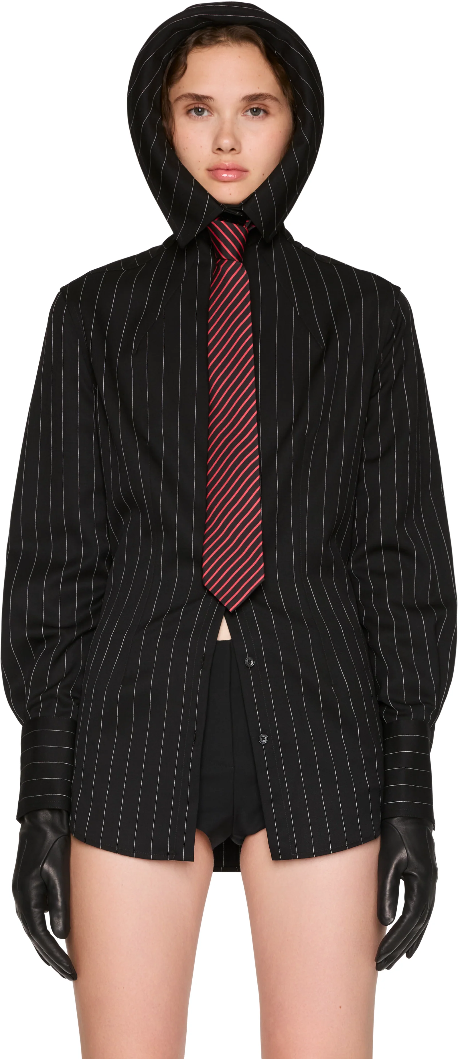 Jean Paul Gaultier Hooded Striped Shirt