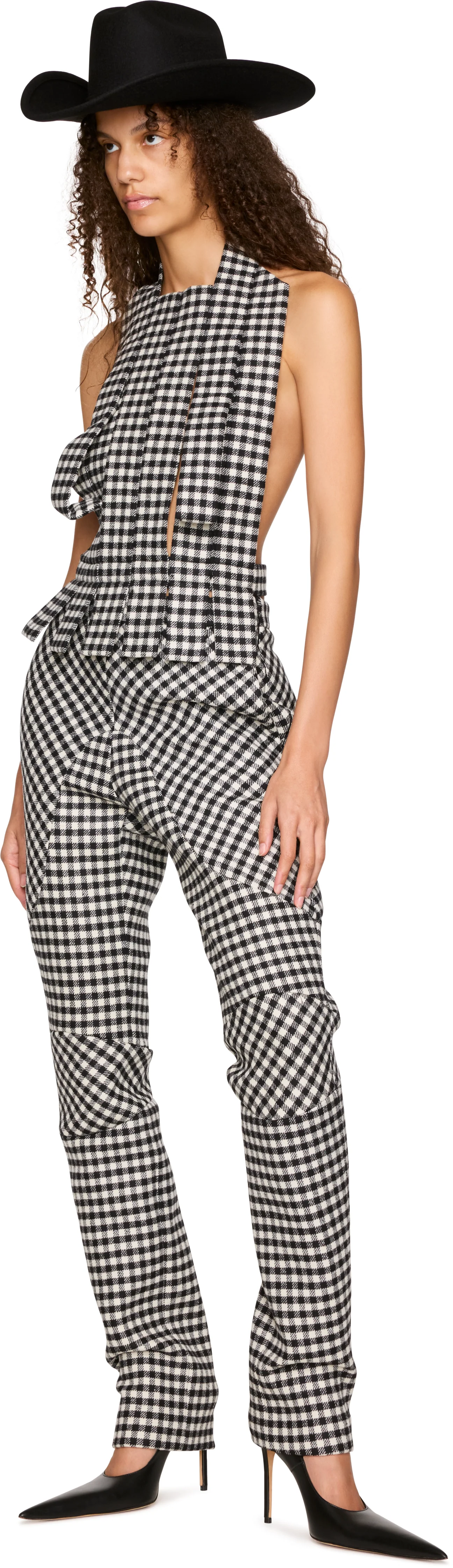 Jean Paul Gaultier Check Slits Sleeveless Top