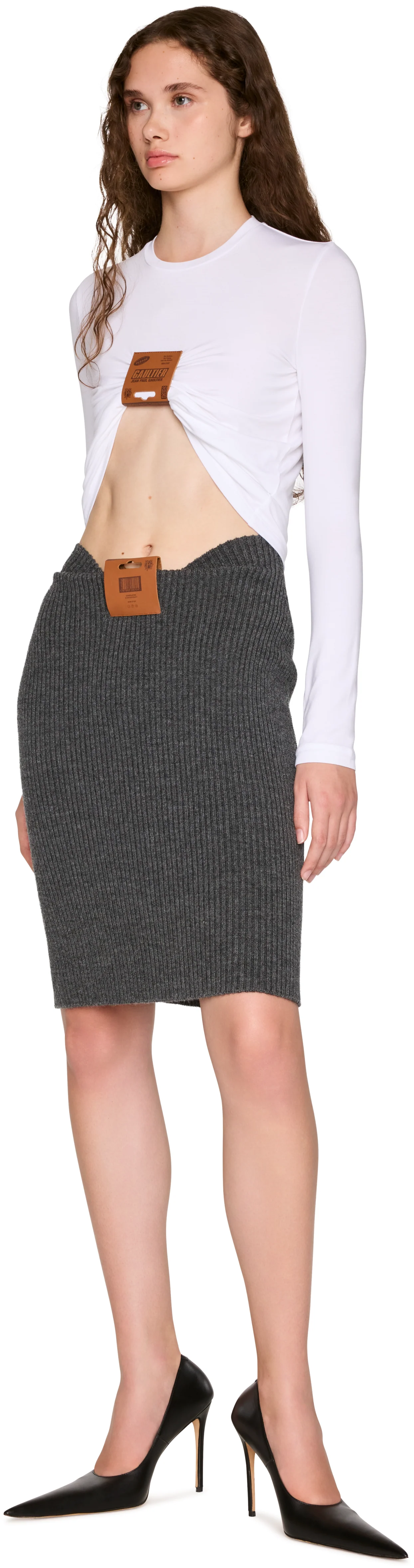 Jean Paul Gaultier Label Knit Midi Skirt