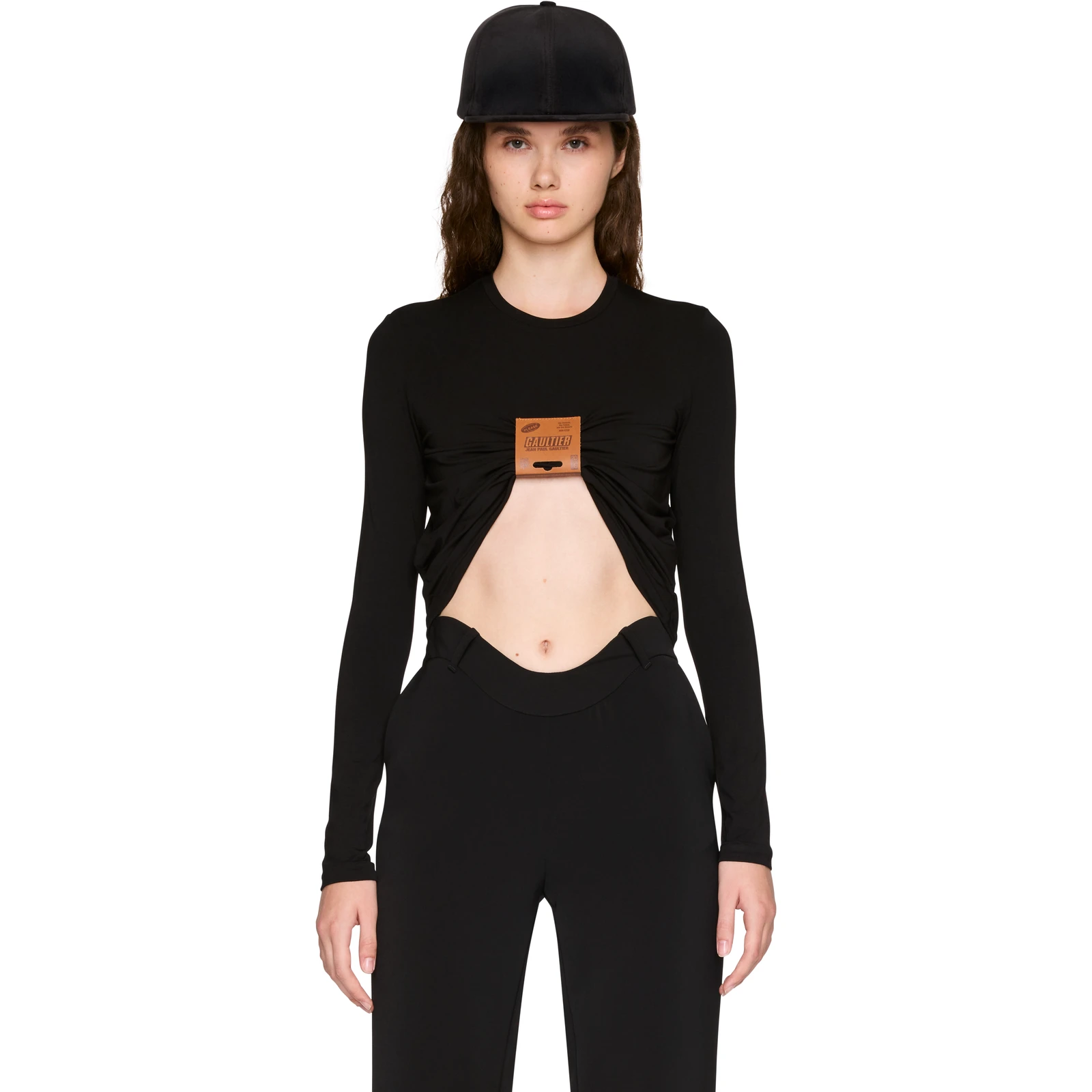 Jean Paul Gaultier Label Long Sleeve Top in Black